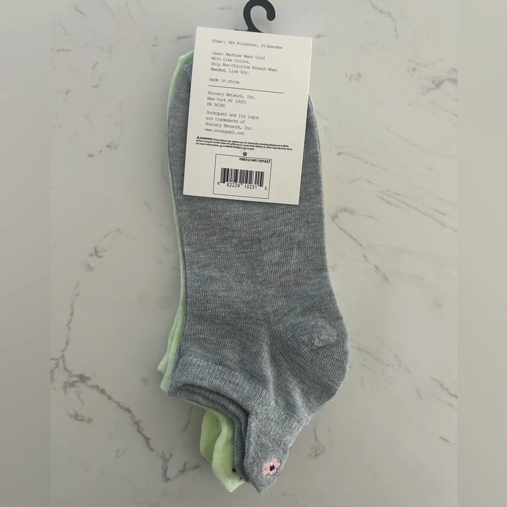 Sockopath Low-Cut Socks with Fun Embroidered Faces (2 Pairs), Size:4-10- NWT